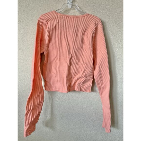 Pink Republic Peach Scoop Neck Seamless Girls Long Sleeve Tee Top Size L 14 - Picture 5 of 5